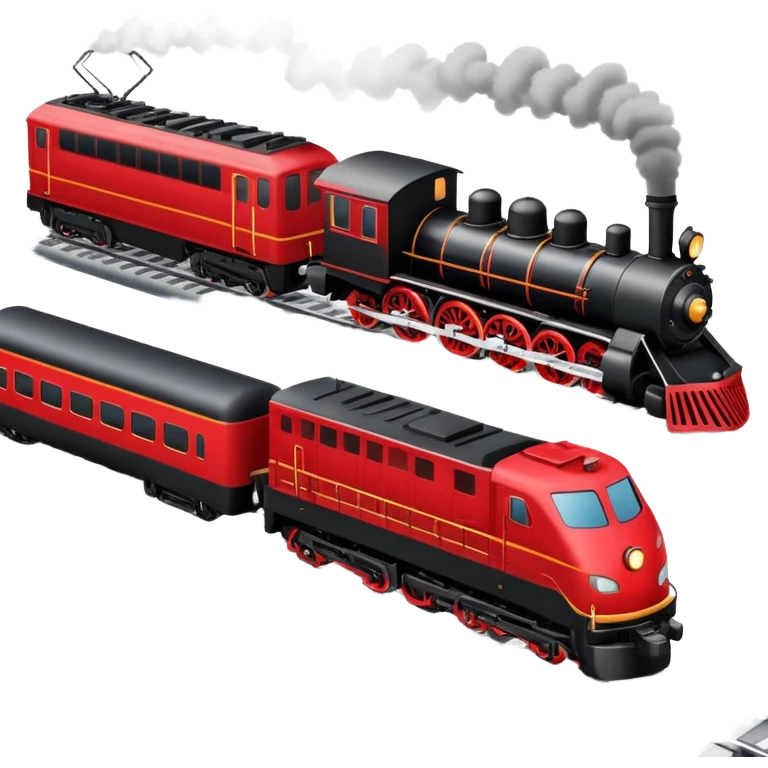 train with locomotive and cars on tracks emoji