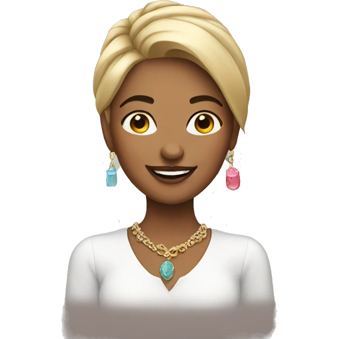 happy female portrait with accessories emoji