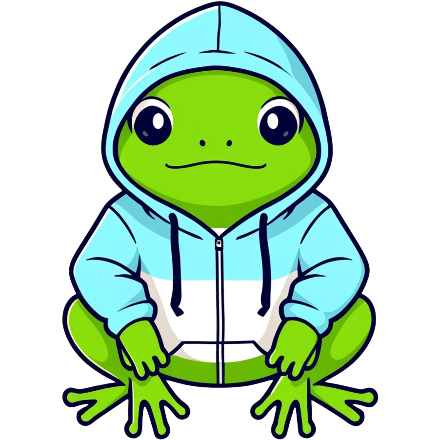 Frog wearing a hoodie emoji