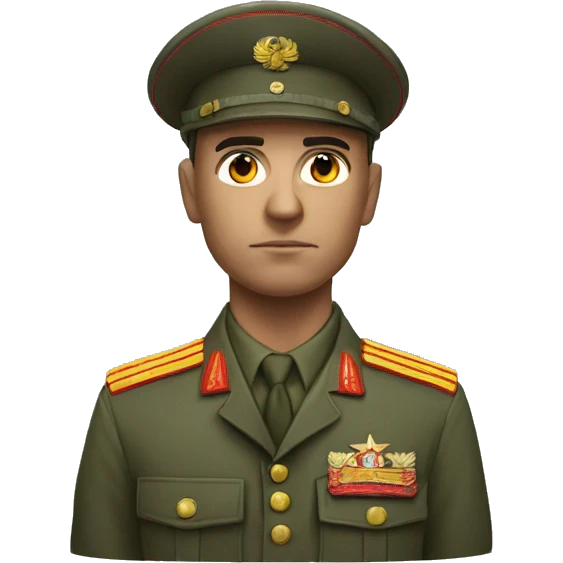 realistic ussr soldier serious with military takes emoji