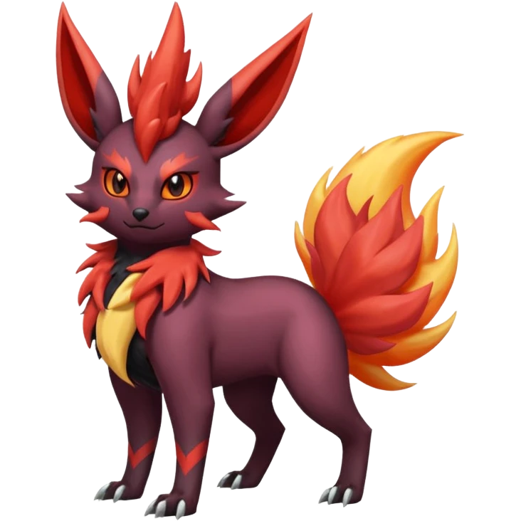 Pastel iridescent exotic colorful Darkrai-Scizor-Flareon-fusion with fiery horns and a Mohawk  emoji