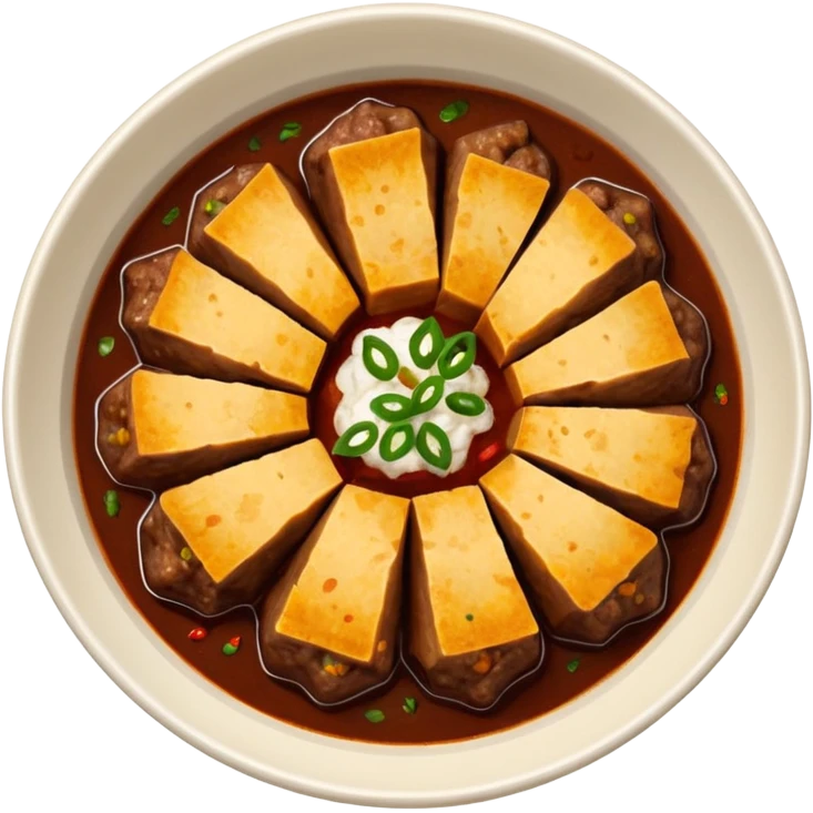 a bowl of beef rendang from above emoji