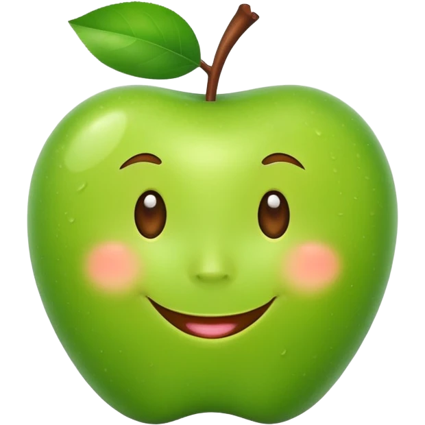 create a happy green apple with a face emoji