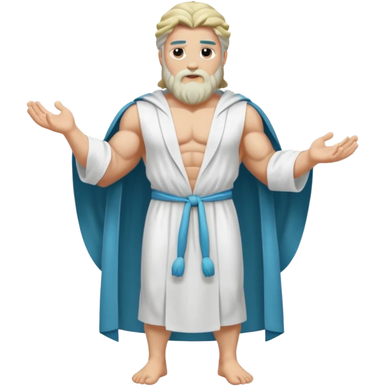 fullbody god zeus, handsdown, white robe emoji
