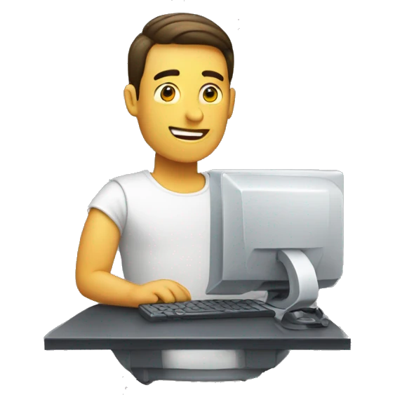 ios man with a computer with a lock emoji
