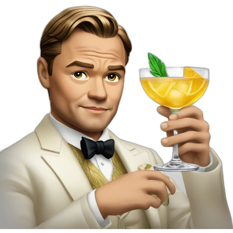 Leonardo di caprio meme with cocktail glass from great gatsby emoji