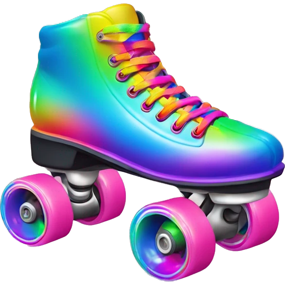 Lisa frank roller skate with rainbow laces and neon wheels emoji