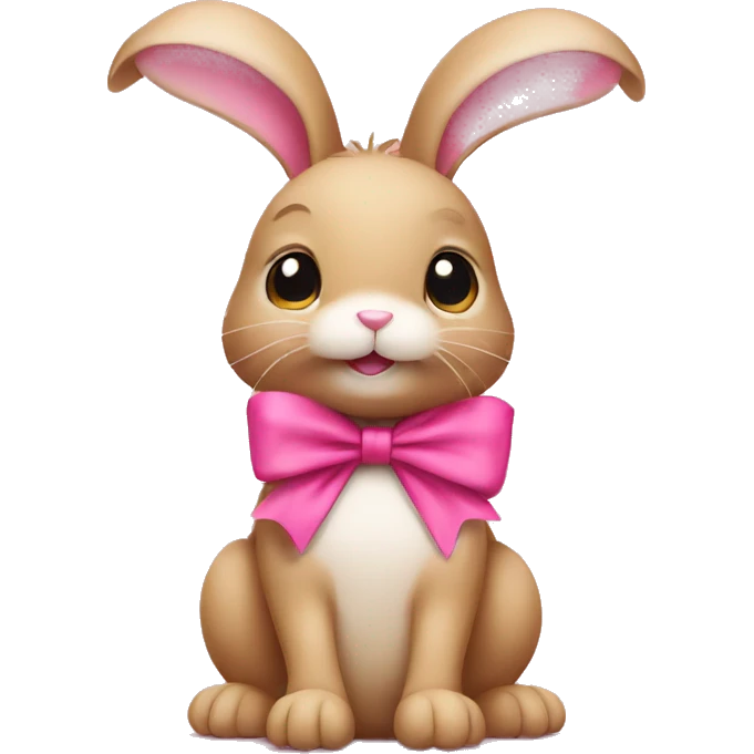 Tan Bunny with a pink bow  emoji