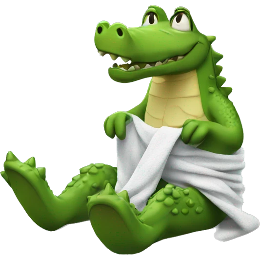 Sad Crocodile with Towel at the Beach  emoji