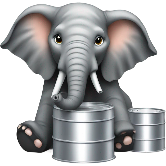 elephant eating grey cylinder emoji