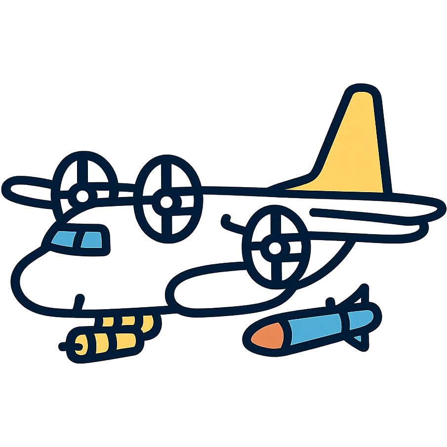 AC-130 gunship aircraft with visible weapons emoji