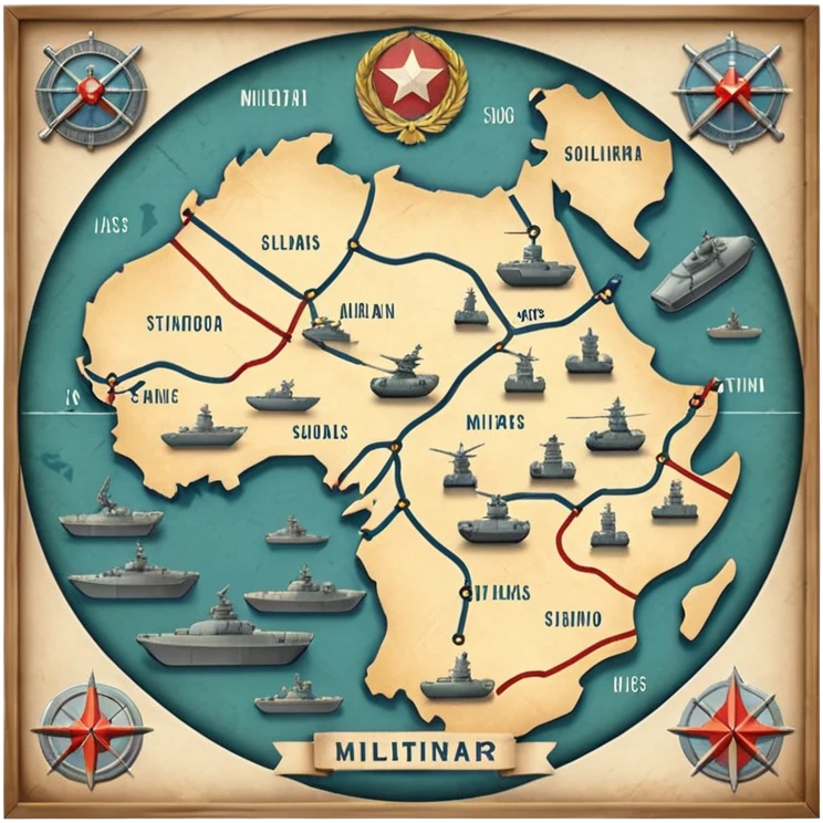 strategic military map with military objects emoji