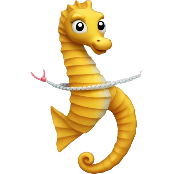 Sea horse doing jump rope emoji
