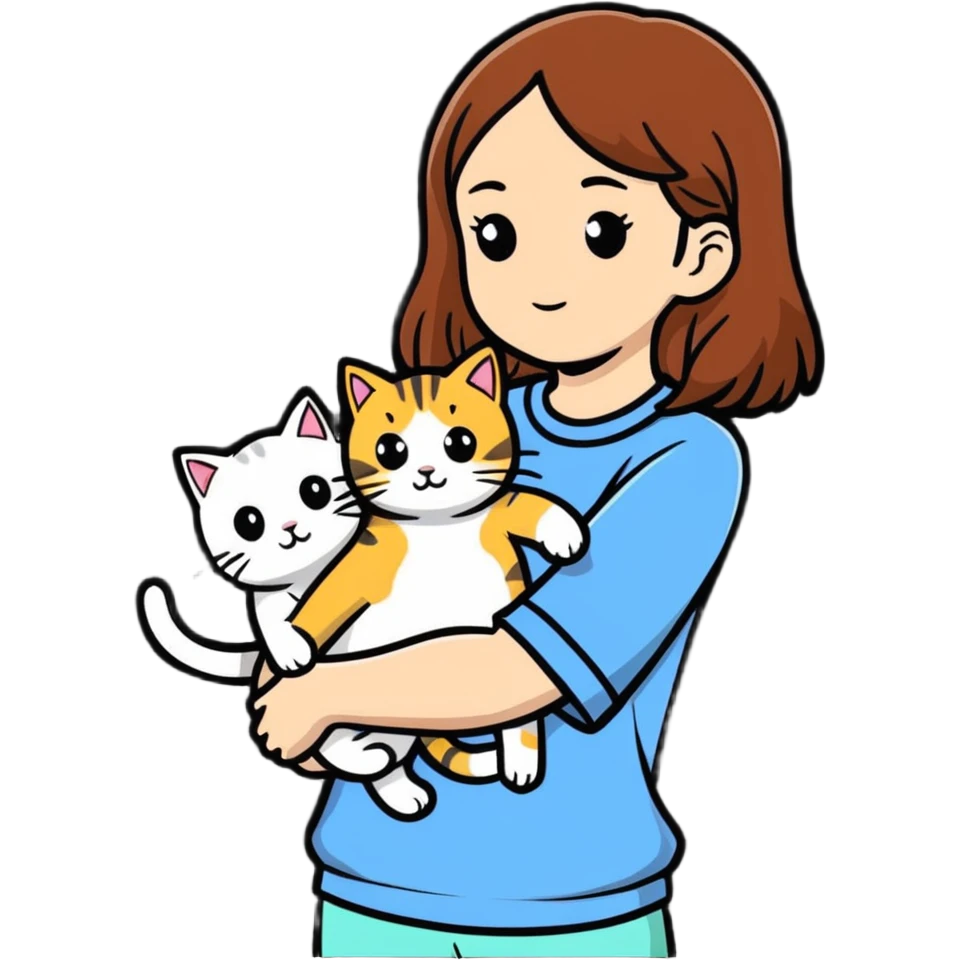 girl holding two cats emoji