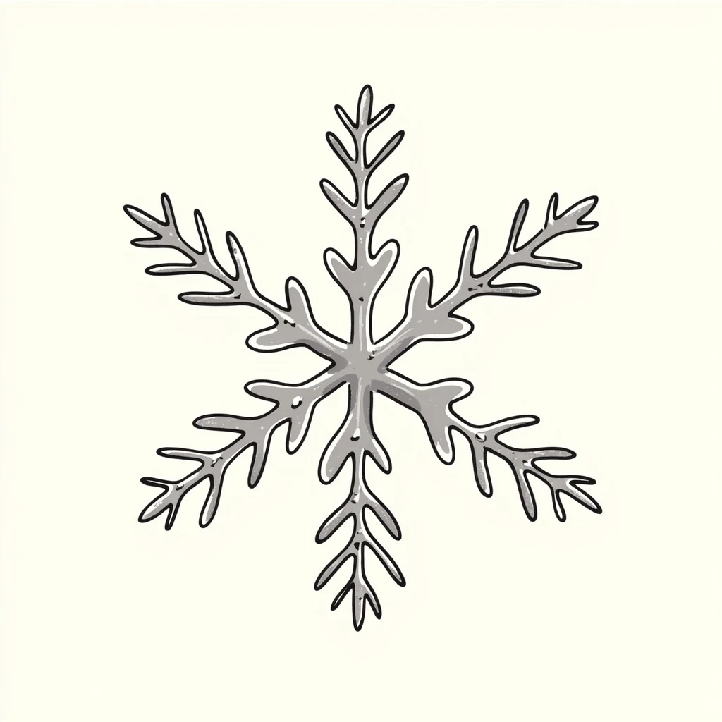 A detailed snowflake in pastel colors (dd9fb0, ffc6d3, a3bfc9, c4bee2, f1b091), hand-drawn doodle style emoji