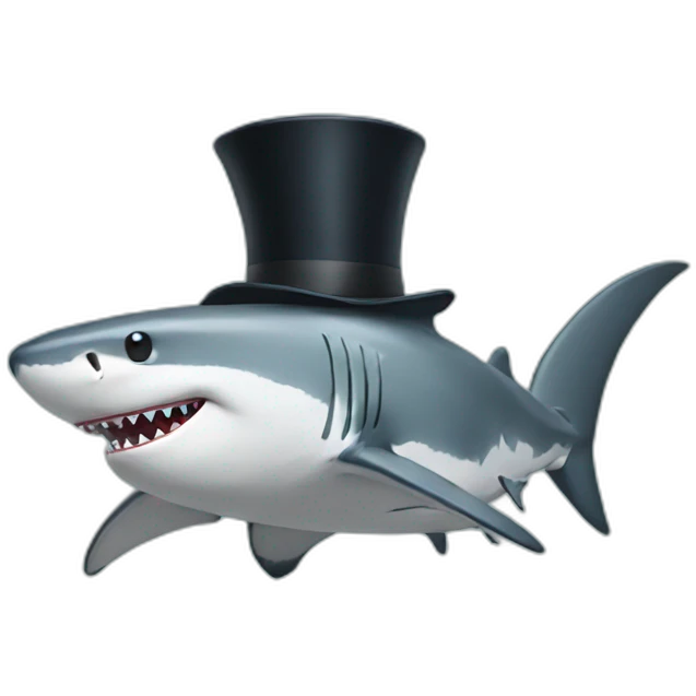 Shark with a top hat emoji