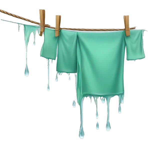 dripping wet Washing line with  emoji
