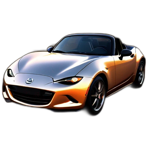 mazda miata mx-5 on road with sunset emoji
