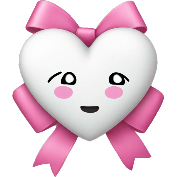 White heart with a pink bow wrapped on it emoji