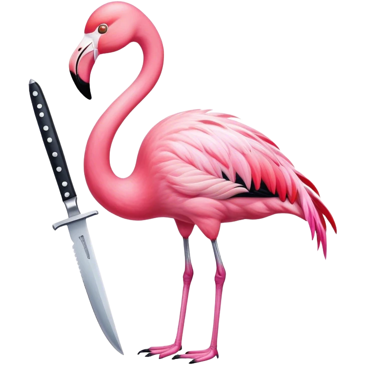 Flamingo holding a knife emoji