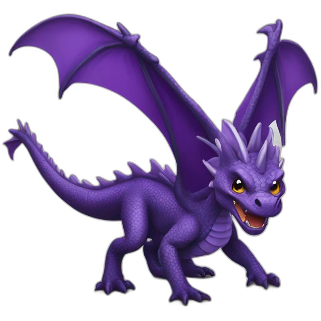 Dragon noir et violet qui vole emoji