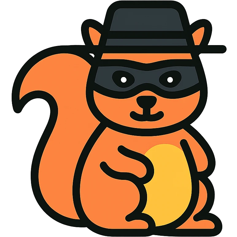A squirrel wearing a black mask and black hat like Zorro emoji