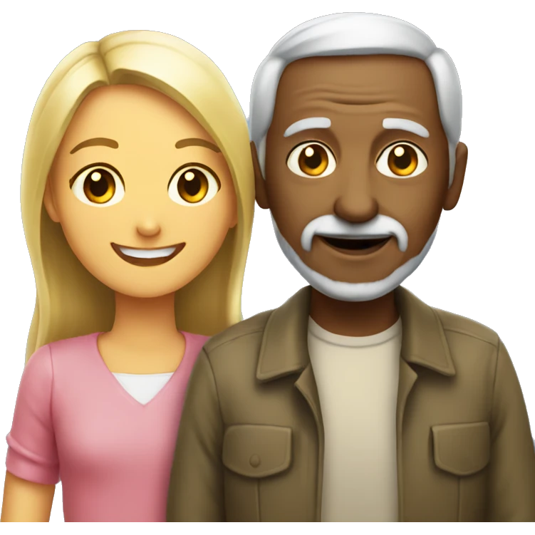 smiling girl with old man outdoors emoji