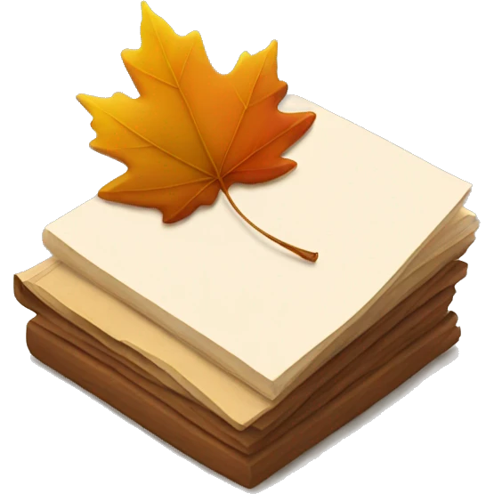 brown stack of letters and autumn leaf emoji
