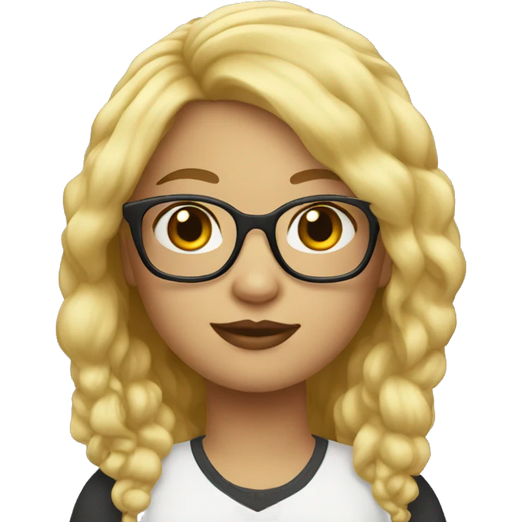 Big girl blonde hair glasses  emoji