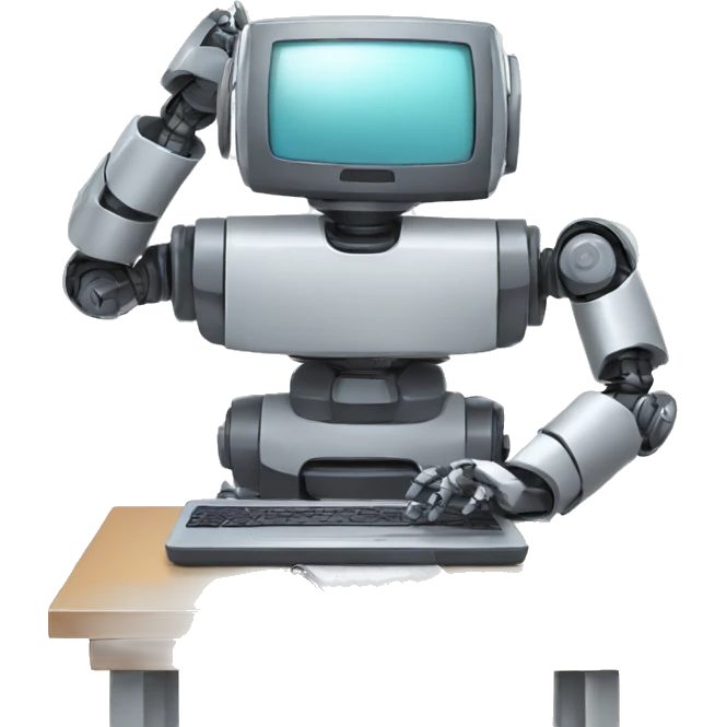 Robot escribiendo en computadora emoji