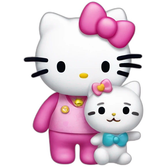 Hello kitty with friend emoji