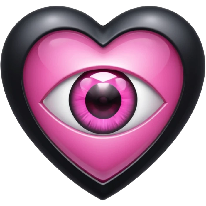 A black heart Gem with a pink eye in the center emoji