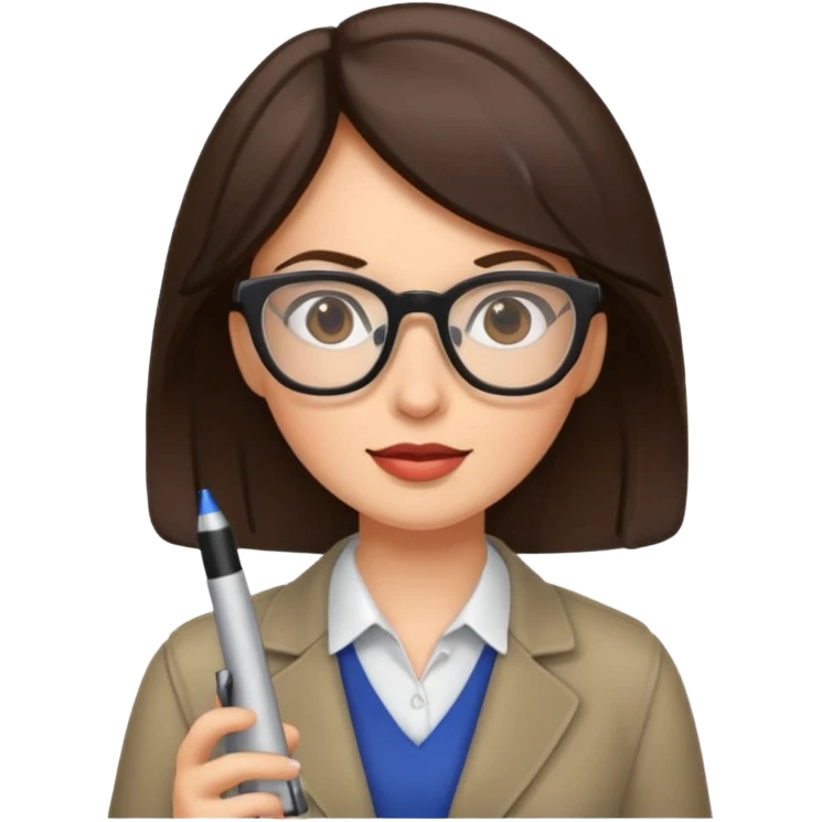 journalist brunette woman with glasses emoji