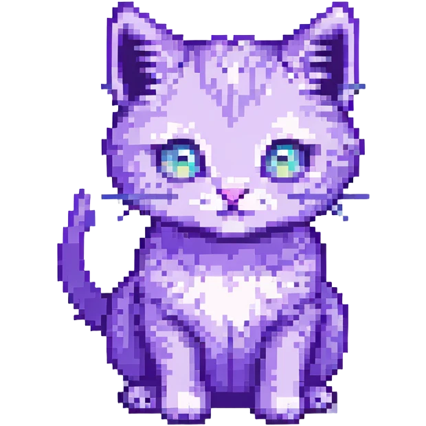 Make the kitten purple, keep the pixel art style, no background. emoji