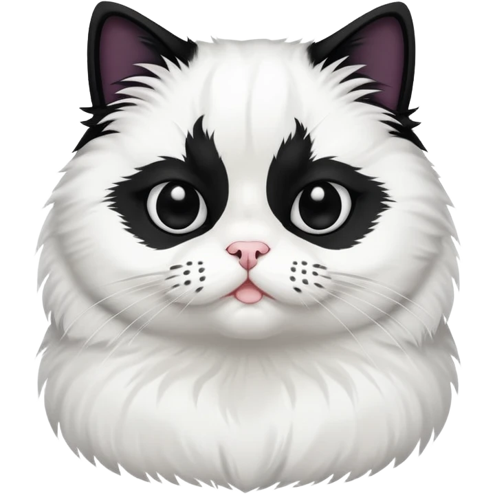Fluffy and fat tuxedo cat with a black nose  emoji