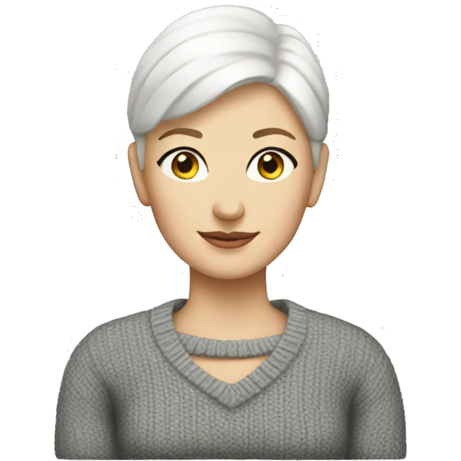 White bald woman sweater emoji