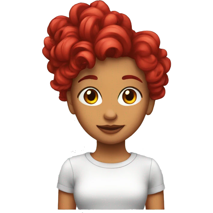 Chica pelo rojo corto con copete emoji