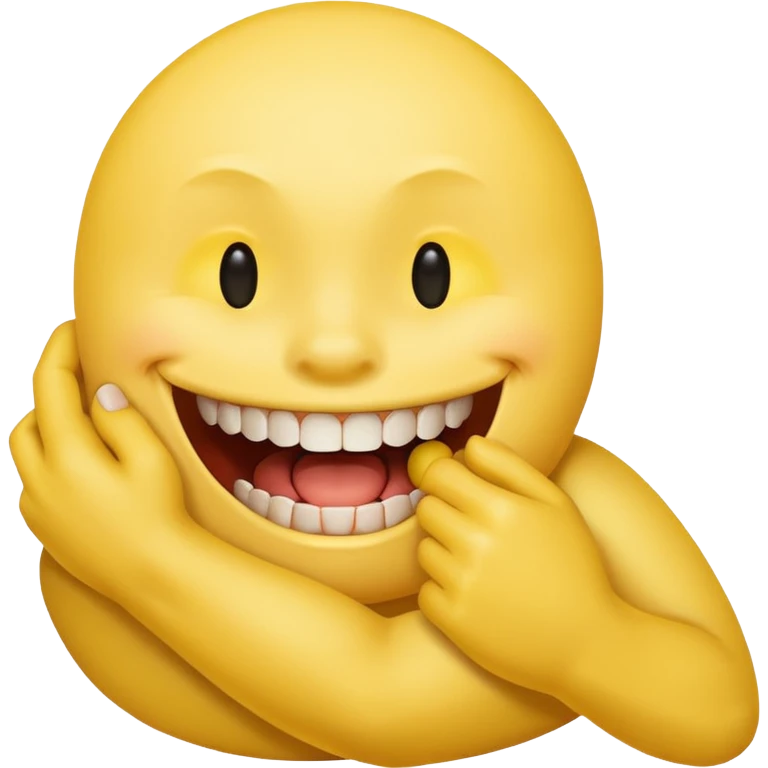 Smiley face with open mouth and teeth biting an arm emoji