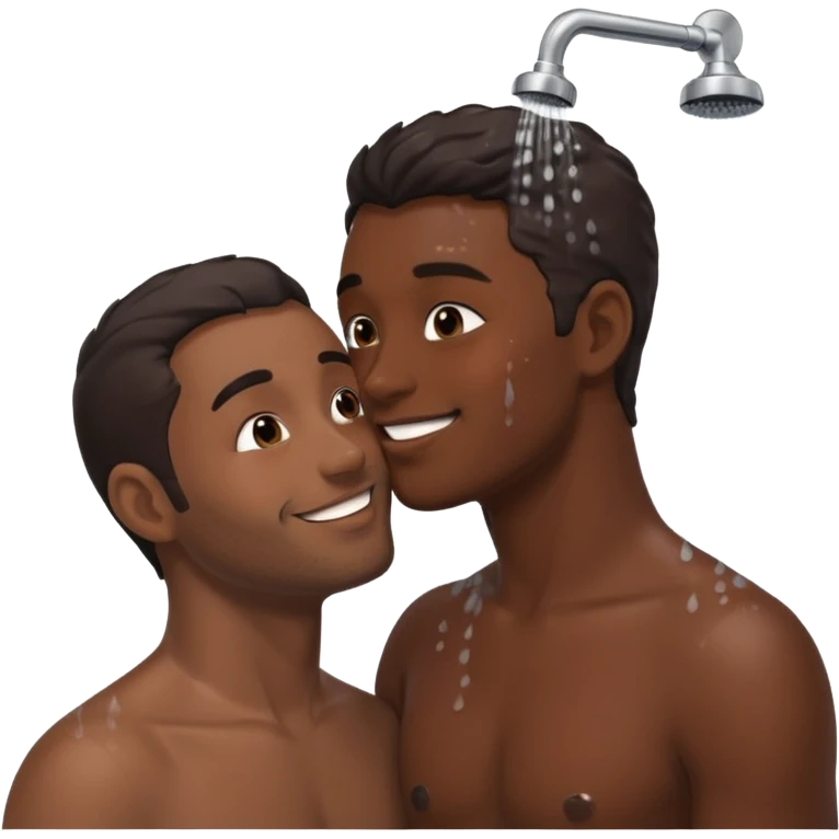 Man black and man kiss in shower emoji