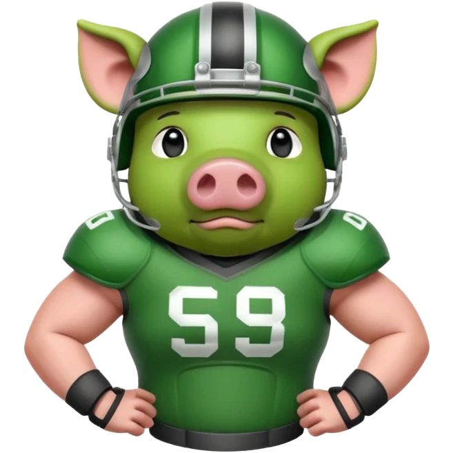 american football player pig green emoji