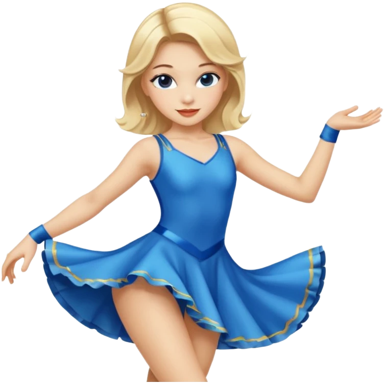 blue jazz style dance costume on girl with blonde hair emoji