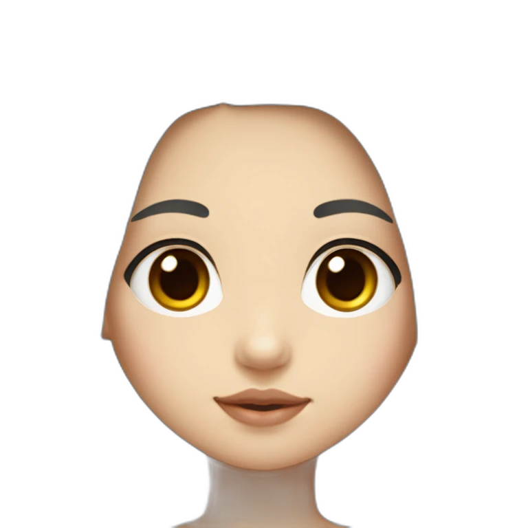 A girl with long hair, plump lips and a small nose, and big eyes, looks like a Korean girl emoji