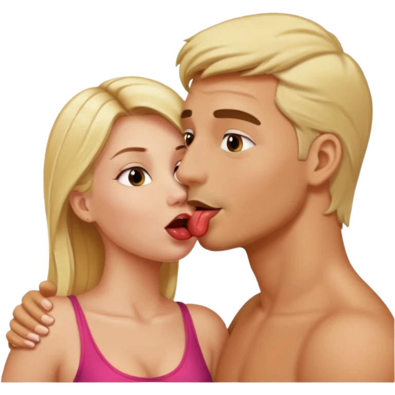 realistic naked blonde woman licking mans neck emoji