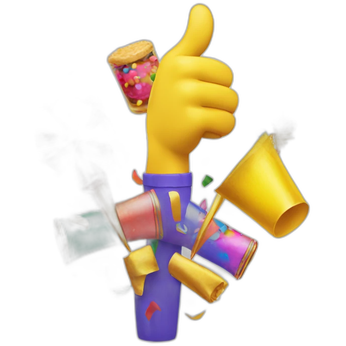 Thumbs up, clapping hands, and party poppers emoji emoji