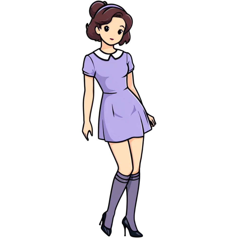 Girl in a cute fashionable dress with stockings and high heel shoes emoji
