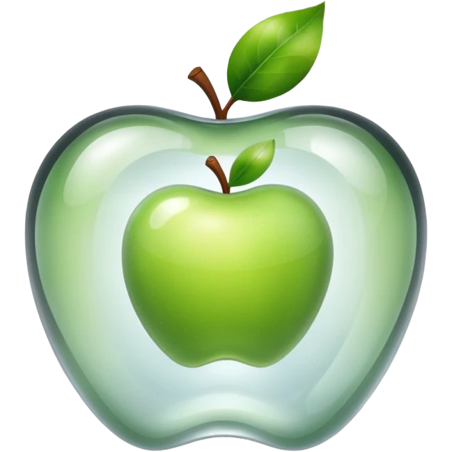 transparent clear apple shaped, shiny and translucent glass style emoji
