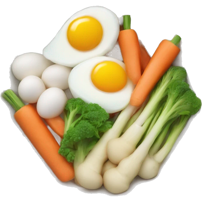 Bowl with sliced vegetables and egg emoji