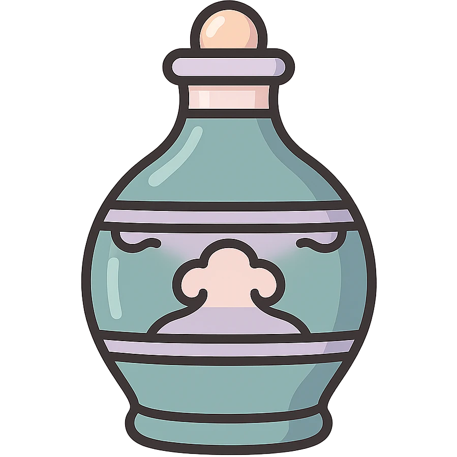 water bottle with curved shape, icon-color-outlined style, Chinese eastern style, thin clean contours, soft rounded shapes, pastel palette #98B5BC, #B5B3C1, #C9A3C9, #E4C0CA, #F7DCD1, #F7C0AA, detailed shadows and highlights, soft lighting, transparent background, no decoration emoji