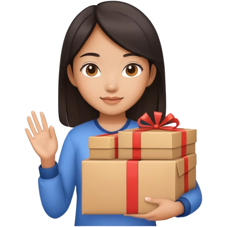 Asian girl holding a lot of packages emoji