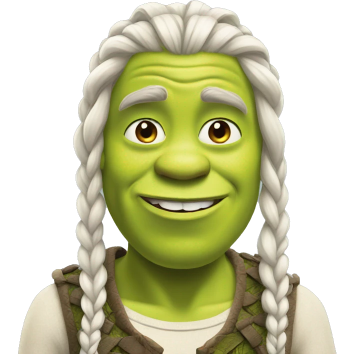 Shrek with white long braids emoji